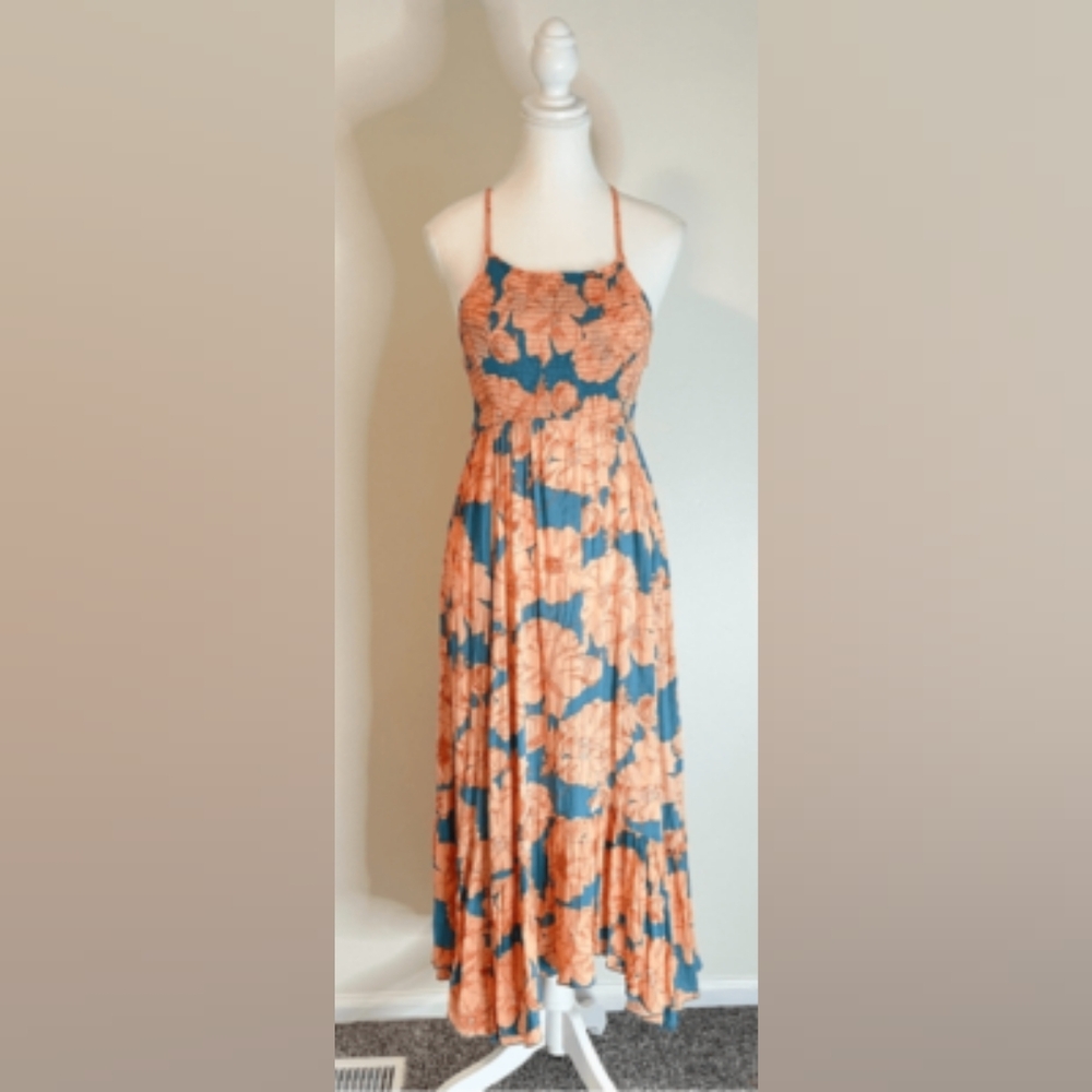 Free People Orange Asymmetrical Tiered Maxi Dress - Picture 3 of 4